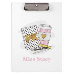 Pre K Teacher Custom White Notebook Coffee Clipboard