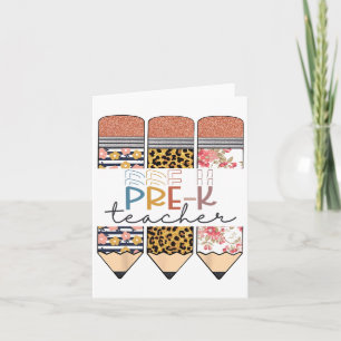 Pre-k Teacher Fun Leopard Pencil Happy First Day O Card