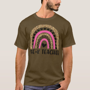 Pre K Teacher Funny Leopard Rainbow Back To School T-Shirt