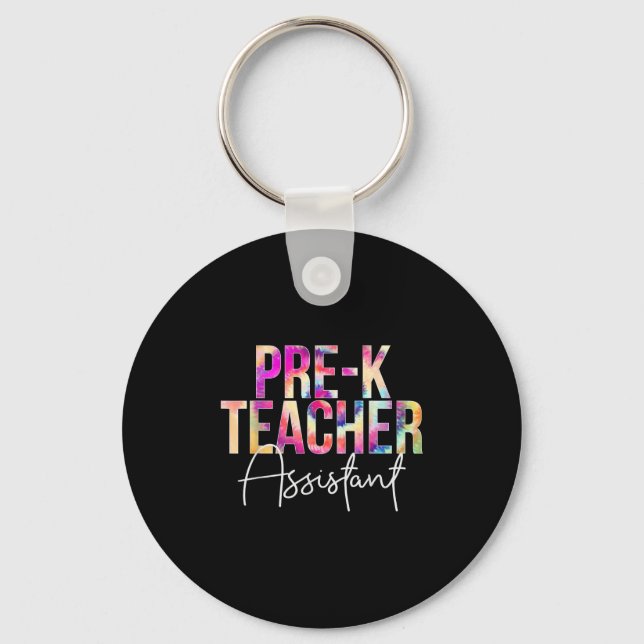 Pre-k Teacher Istant Tie Dye Back To School Apprec Key Ring (Front)