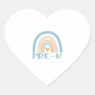 Pre-K Teacher Leopard Boho Rainbow Back To School. Heart Sticker