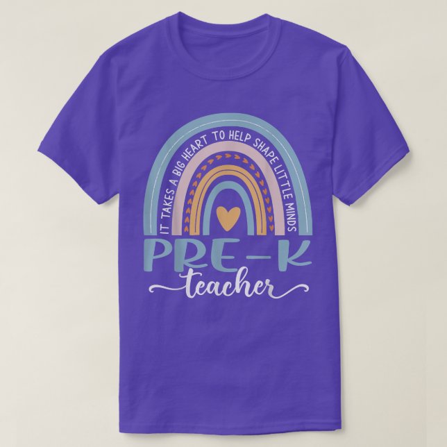 Pre-k Teacher Leopard Boho Rainbow Back To School  T-Shirt (Design Front)