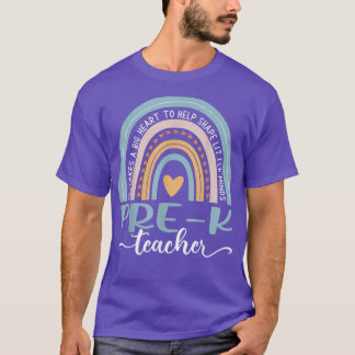 Pre-k Teacher Leopard Boho Rainbow Back To School  T-Shirt