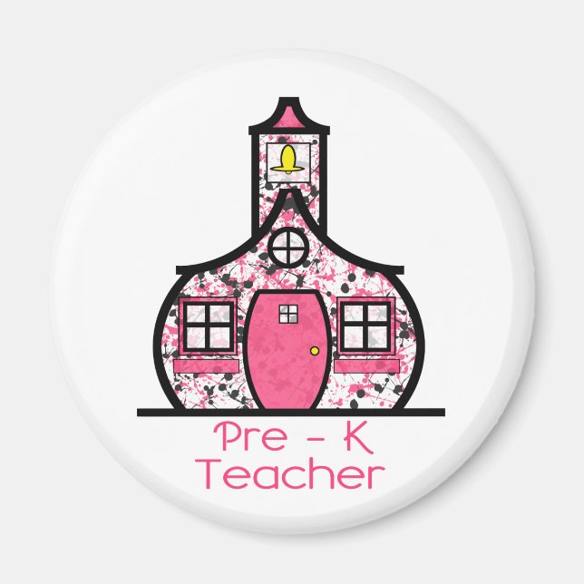 Pre K Teacher Paint Splatter Schoolhouse Magnet (Front)