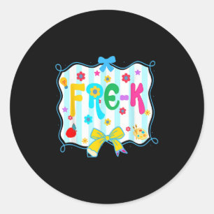 Pre-k Teacher Pencil Coquette Bow Back To School Classic Round Sticker