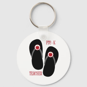 Pre K Teacher Red Apple Flip Flops Key Ring