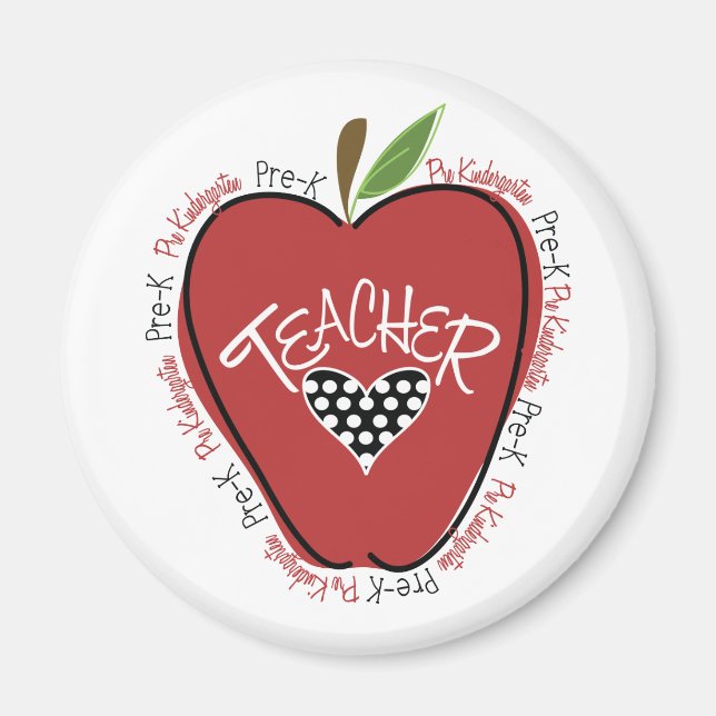 Pre K Teacher Red Apple Magnet (Front)