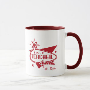 Pre - K Teacher Retro Red 60's Inspired Sign Mug
