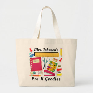 Pre-K Teacher School Stuff Large Tote Bag