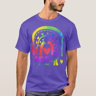 Pre-K Teacher Student Tie Dye Rainbow Funny Back T T-Shirt