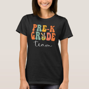 Pre K Team Retro Groovy Women Happy First Day Of S T-Shirt