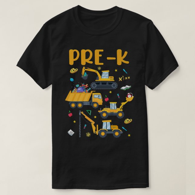 Pre-k Truck Construction Back To School Boys Kids  T-Shirt (Design Front)