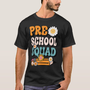 Pre K Vibes 1st Day of Preschool Squad Retro Teach T-Shirt