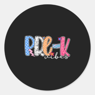 Pre-k Vibes Pre-k Team Retro Back To School  Classic Round Sticker