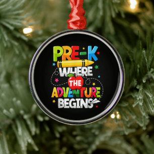 Pre-K Where The Adventure Begins Back to School Metal Tree Decoration