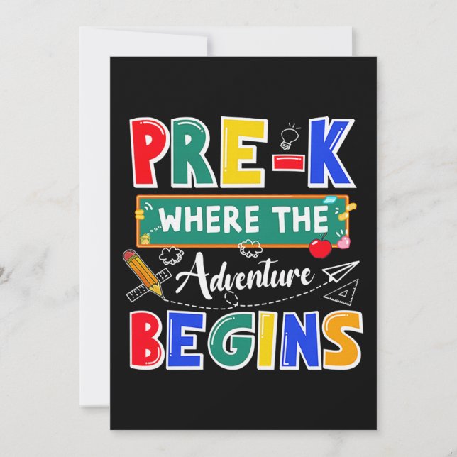 Pre-K Where The Adventure Begins Funny School Invitation (Front)