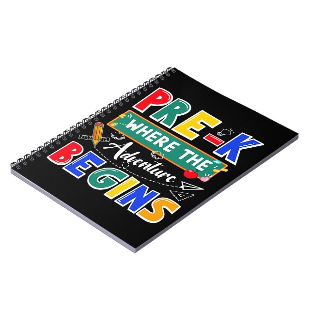 Pre-K Where The Adventure Begins Funny School Notebook (Left Side)