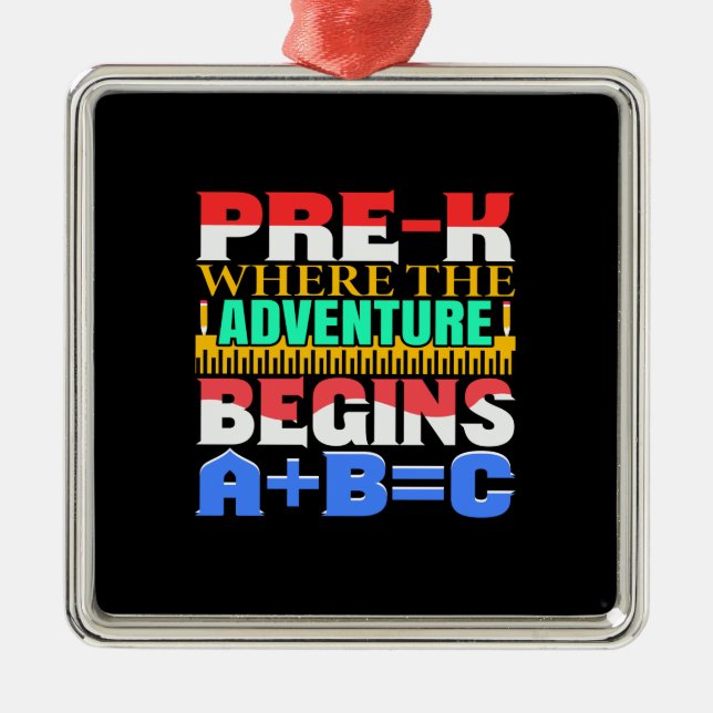Pre K Where The Adventure Begins Metal Tree Decoration (Front)