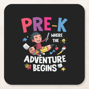 Pre Kindergarten Adventure Begins Square Paper Coaster