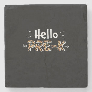 Pre Kindergarten Hello Pre Kindergarten Leopard Stone Coaster