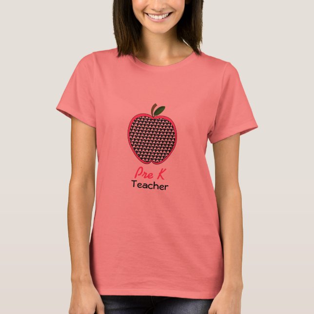Pre Kindergarten Teacher Shirt - Houndstooth Apple (Front)