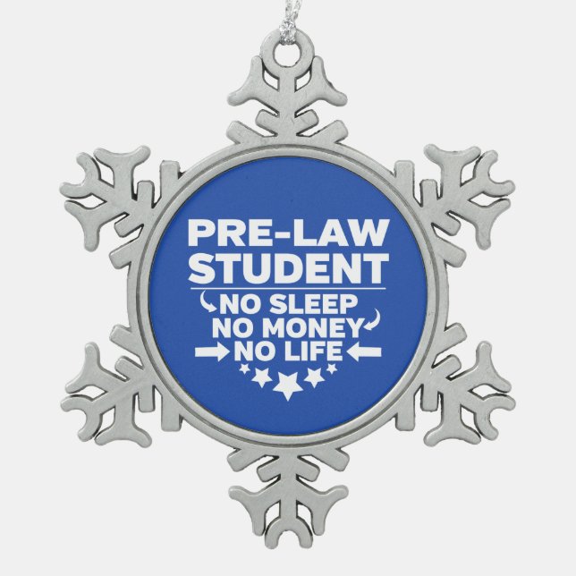 Pre-Law Student No Life or Money Snowflake Pewter Christmas Ornament (Front)