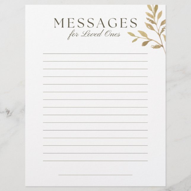 Pre Planning Letter to Loved Ones Custom Letterhead (Front)