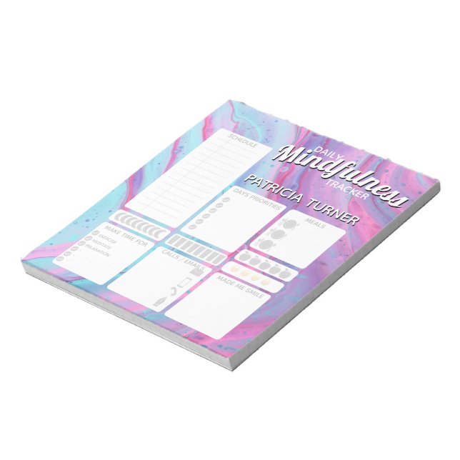 Pre-printed Daily Mindfulness habit tracker Notepad (Rotated)