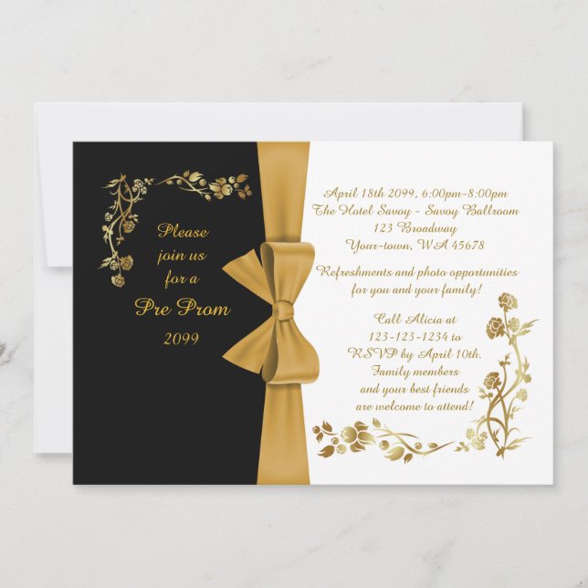 Pre-Prom invitation, Pre-Prom, Quinceanera,Sweet16 Invitation (Front)