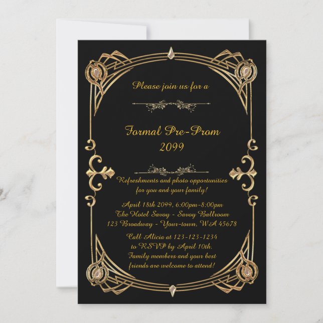 Pre-Prom invitation, Pre Prom, Quinceanera,Sweet16 Invitation (Front)