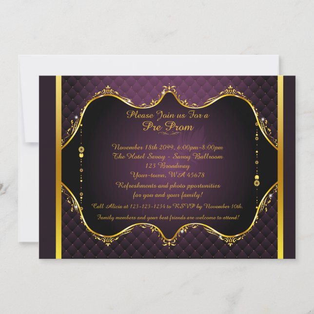 Pre-Prom invitation, Pre-Prom, Quinceanera,Sweet16 Invitation (Front)