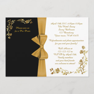 Pre-Prom invitation, white-&-black, RSVP included Invitation