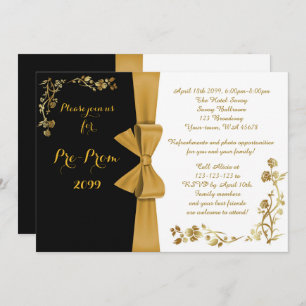 Pre-Prom invitation, white-&-black, RSVP included Invitation