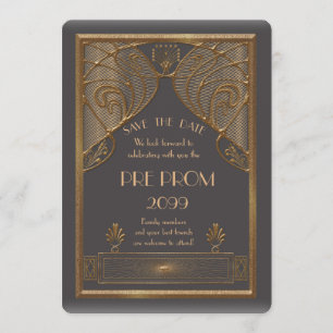 Pre Prom Junior, Great Gatsby, Gold, grey B Save The Date