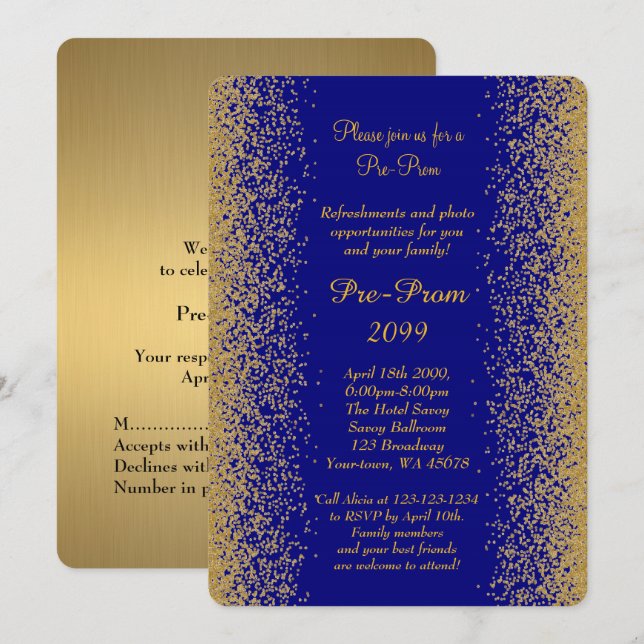 Pre Prom, Pre-Prom, Quinceanera, Sweet-sixteen, Invitation (Front/Back)