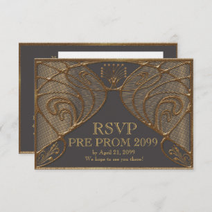 PRE PROM RSVP, Great Gatsby, gold on grey Invitation