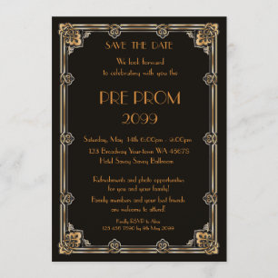 Pre PromJunior, Great Gatsby, Gold, Black Save The Date