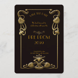 Pre PromJunior, Great Gatsby, Gold, black Save The Date