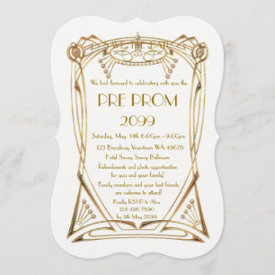 Pre PromJunior, Great Gatsby, Gold,white,bracket Save The Date