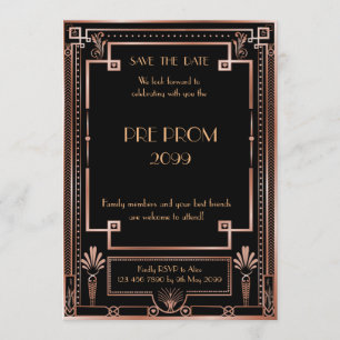 Pre PromJunior, Great Gatsby, Pink Gold,black Save The Date