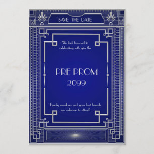 Pre PromJunior, Great Gatsby, Silver,navy Save The Date