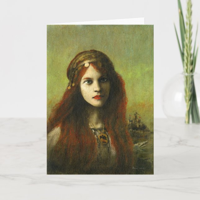Pre-Raphaelite Celtic Girl Greetings Card (Front)