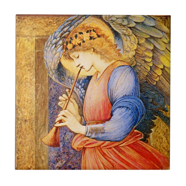 Pre-Raphaelite Christmas Angel Ceramic Tile (Front)