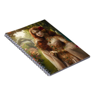 Pre-Raphaelite gilded woman 2 in garden  Notebook