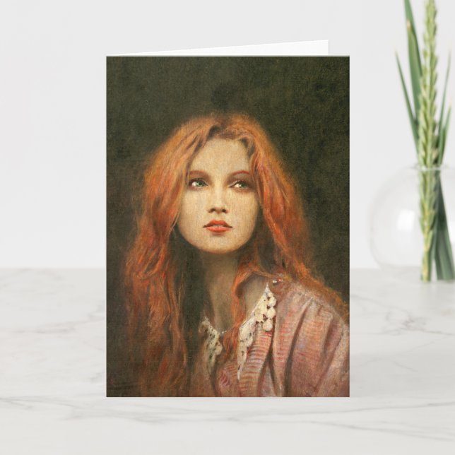 Pre-Raphaelite Girl Greetings Card (Front)