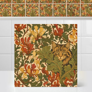 Pre Raphaelite Long Haired Cat Honeysuckle Morris Tile