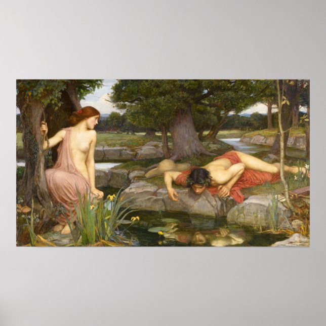 Pre-Raphaelite Painting Echo and Narcissus Poster (Front)