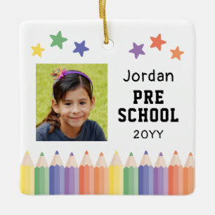 Pre-School Colourful Photo Kids Keepsake Ceramic Ornament