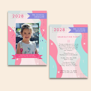 PRE-SCHOOL girl Graduation Photo invitation 2025