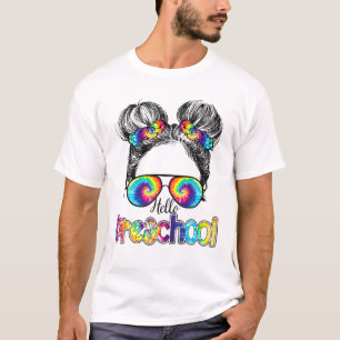 Pre School Messy Bun Life Hair Glasses Hippie Back T-Shirt